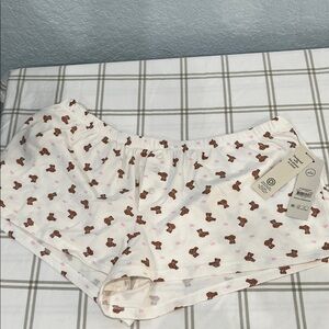 No Boundaries Cream Teddy-Print Lounge Shorts